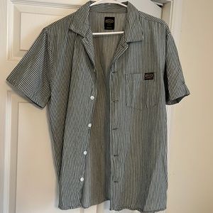 RVCA Green Pinstripe SS Button Down